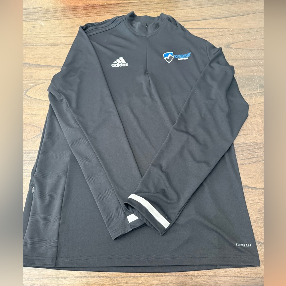 Adidas Black Zip-Up Hoodie with Logo Accents